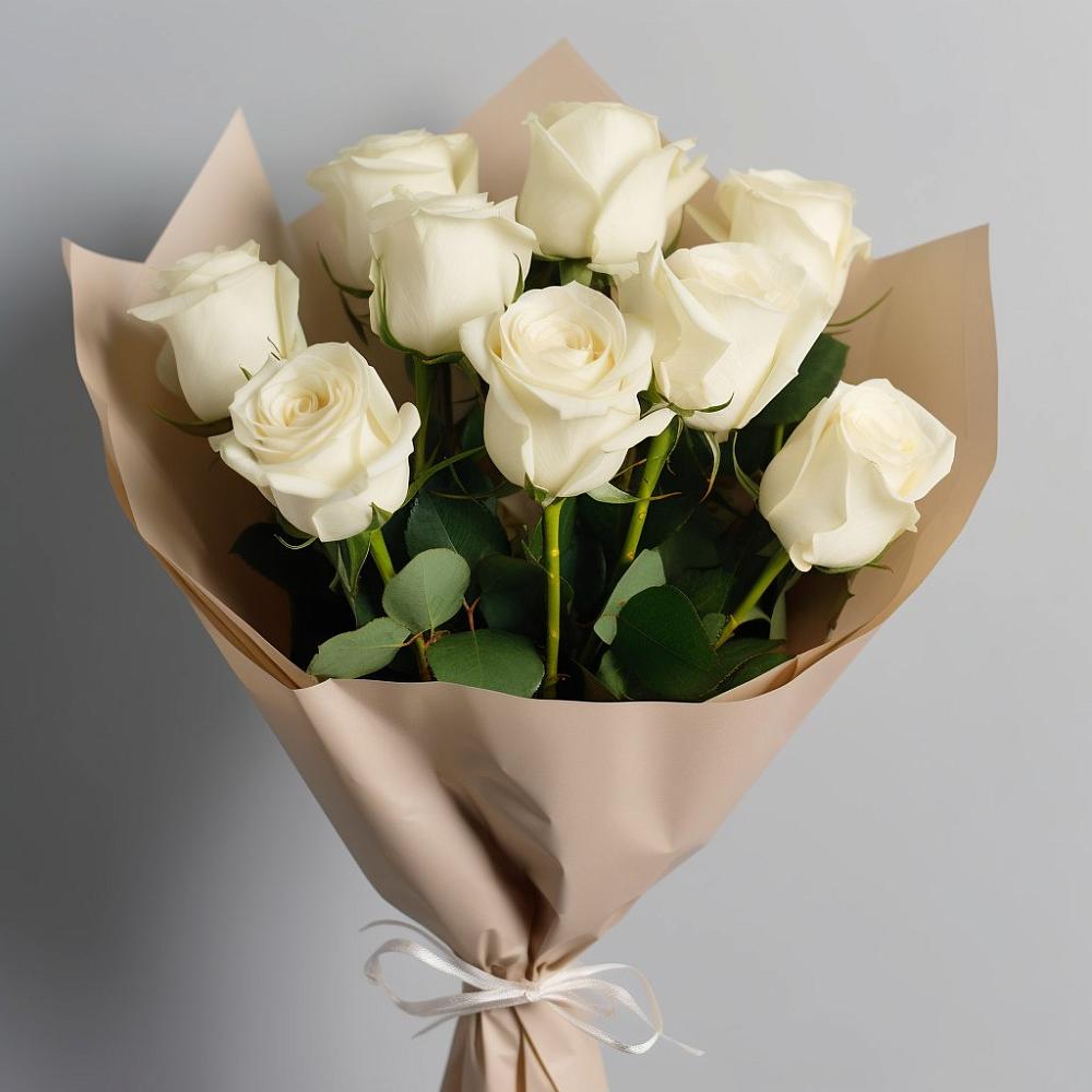 Букет 9 Белых роз Эдлесс Лав в Радищево