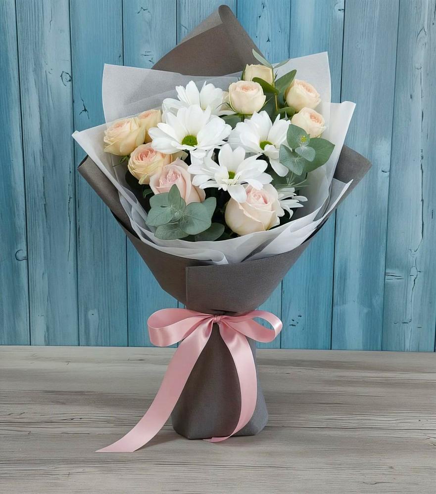 Букет цветов из: Хризантемы и Розы в Радищево