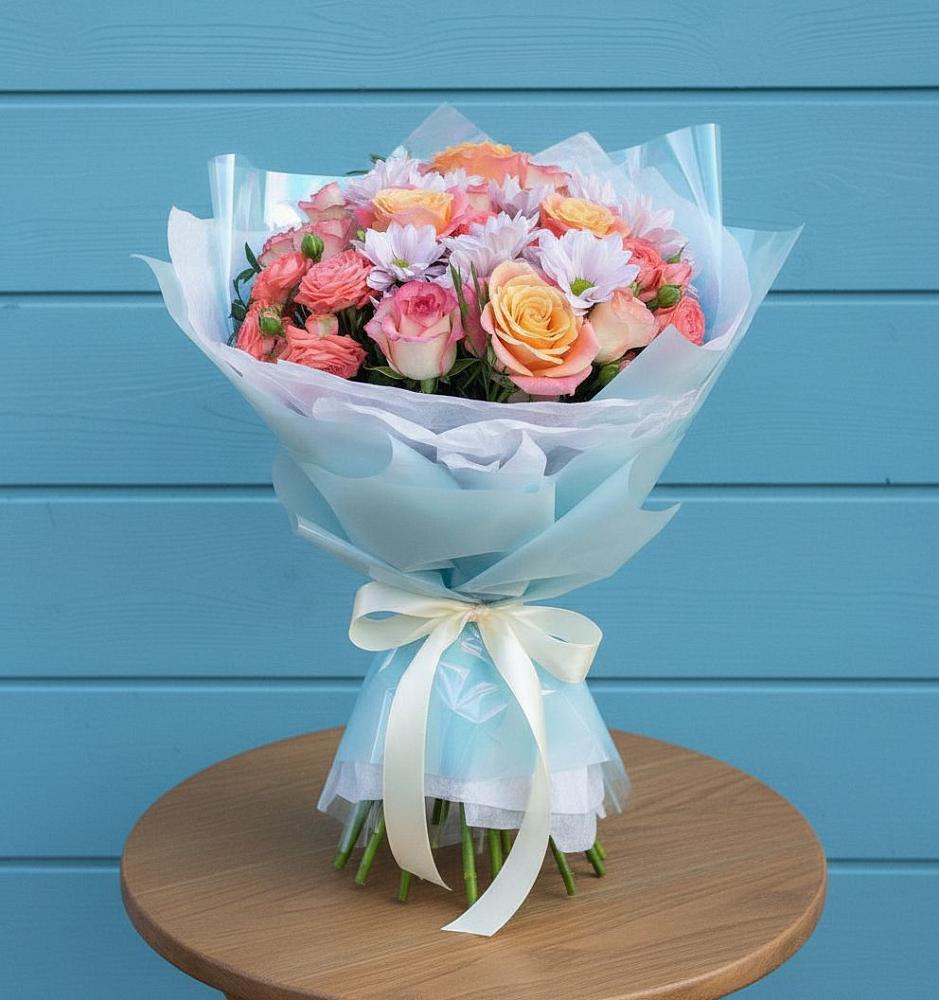 Букет цветов из: Хризантемы и Розы в Радищево